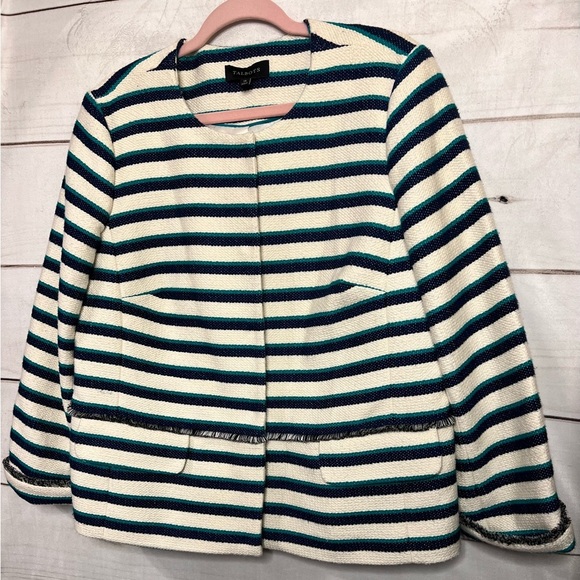 Talbots Sky Blue Tweed Snap Closure Blazer Jacket Size 14 in EUC - Picture 1 of 5